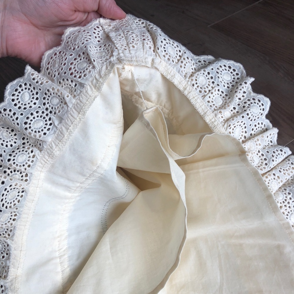 J. Crew Cream Midi Cotton Skirt Lace Ruffle and Velvet Trim Details 2006 - Picture 4 of 8